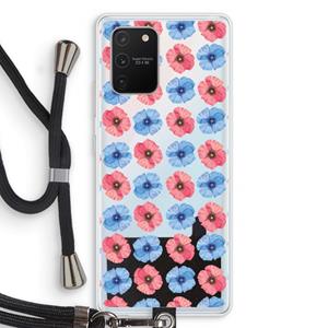 CaseCompany Klaproosjes: Samsung Galaxy S10 Lite Transparant Hoesje met koord