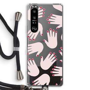 CaseCompany Hands pink: Sony Xperia 1 III Transparant Hoesje met koord