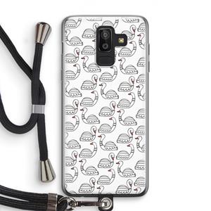 CaseCompany Zwanen: Samsung Galaxy J8 (2018) Transparant Hoesje met koord