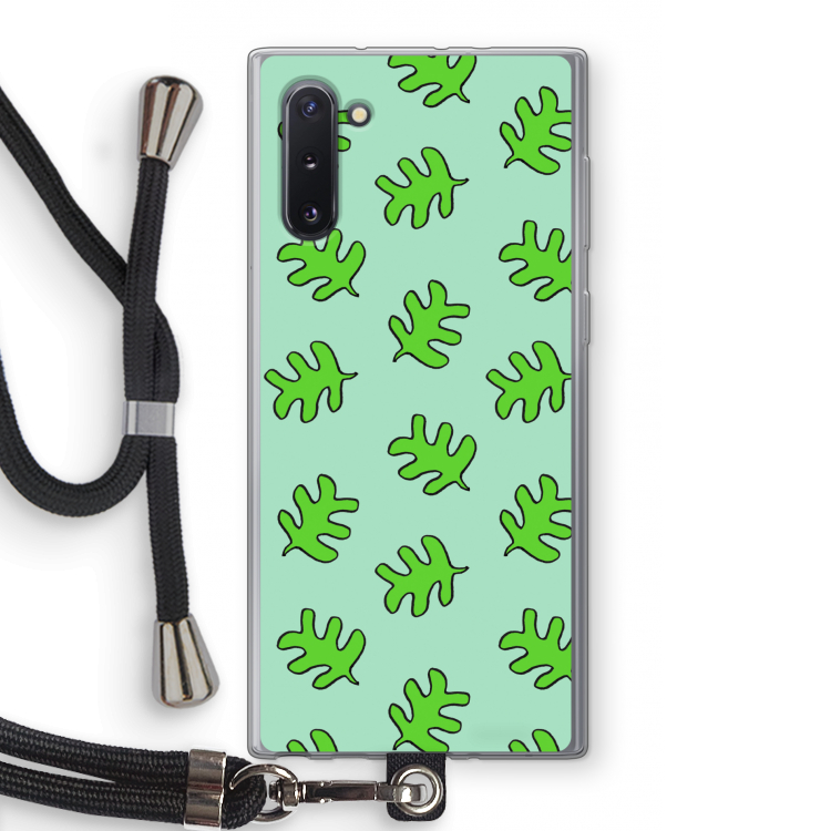 CaseCompany Groene blaadjes: Samsung Galaxy Note 10 Transparant Hoesje met koord