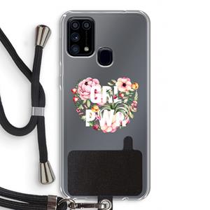 CaseCompany GRL PWR Flower: Samsung Galaxy M31 Transparant Hoesje met koord