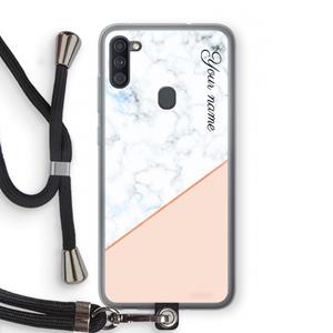 CaseCompany Marmer in stijl: Samsung Galaxy A11 Transparant Hoesje met koord