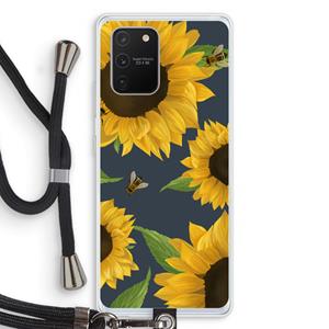CaseCompany Sunflower and bees: Samsung Galaxy S10 Lite Transparant Hoesje met koord