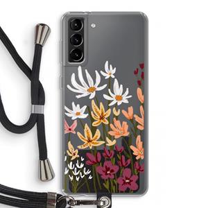 CaseCompany Painted wildflowers: Samsung Galaxy S21 Plus Transparant Hoesje met koord