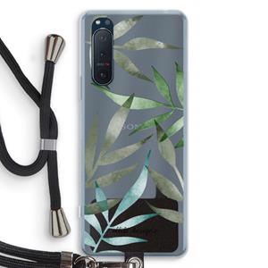 CaseCompany Tropical watercolor leaves: Sony Xperia 5 II Transparant Hoesje met koord