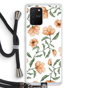CaseCompany Peachy flowers: Samsung Galaxy S10 Lite Transparant Hoesje met koord