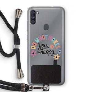 CaseCompany Happy days: Samsung Galaxy A11 Transparant Hoesje met koord