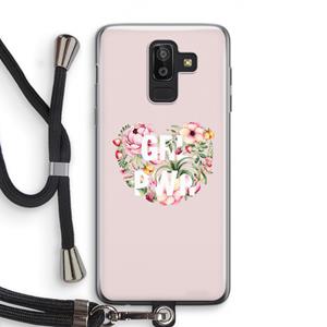 CaseCompany GRL PWR Flower: Samsung Galaxy J8 (2018) Transparant Hoesje met koord