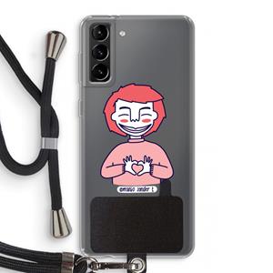 CaseCompany Hartje: Samsung Galaxy S21 Plus Transparant Hoesje met koord