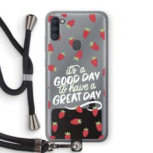 CaseCompany Don't forget to have a great day: Samsung Galaxy A11 Transparant Hoesje met koord