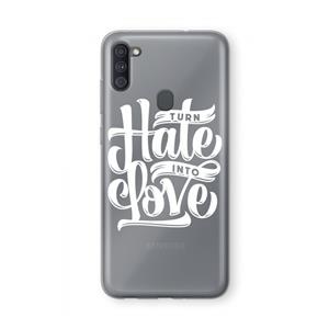 CaseCompany Turn hate into love: Samsung Galaxy A11 Transparant Hoesje