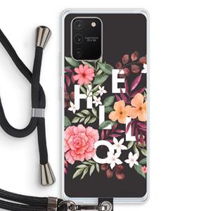 CaseCompany Hello in flowers: Samsung Galaxy S10 Lite Transparant Hoesje met koord