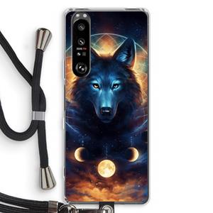 CaseCompany Wolf Dreamcatcher: Sony Xperia 1 III Transparant Hoesje met koord