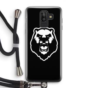 CaseCompany Angry Bear (black): Samsung Galaxy J8 (2018) Transparant Hoesje met koord