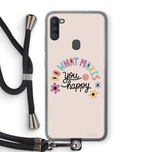 CaseCompany Happy days: Samsung Galaxy A11 Transparant Hoesje met koord
