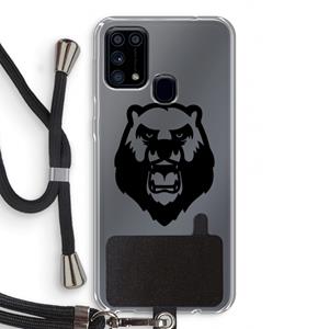 CaseCompany Angry Bear (black): Samsung Galaxy M31 Transparant Hoesje met koord