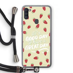 CaseCompany Don't forget to have a great day: Samsung Galaxy A11 Transparant Hoesje met koord