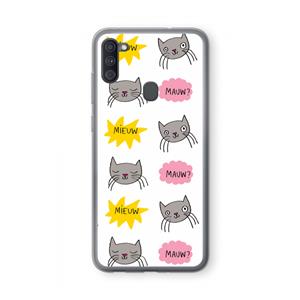 CaseCompany Meow: Samsung Galaxy A11 Transparant Hoesje