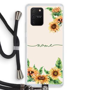CaseCompany Zonnebloemen: Samsung Galaxy S10 Lite Transparant Hoesje met koord