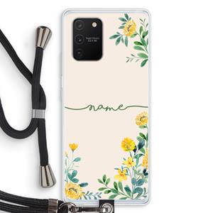 CaseCompany Gele bloemen: Samsung Galaxy S10 Lite Transparant Hoesje met koord