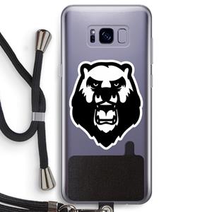 CaseCompany Angry Bear (white): Samsung Galaxy S8 Transparant Hoesje met koord