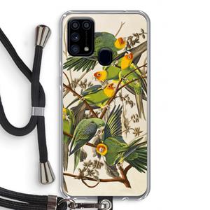 CaseCompany Carolinaparkiet: Samsung Galaxy M31 Transparant Hoesje met koord
