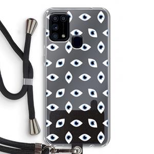 CaseCompany Eyes pattern: Samsung Galaxy M31 Transparant Hoesje met koord