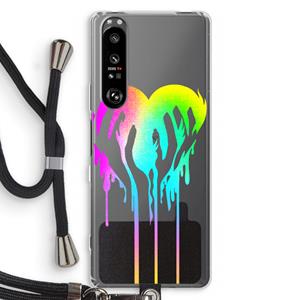 CaseCompany Hold My Heart: Sony Xperia 1 III Transparant Hoesje met koord