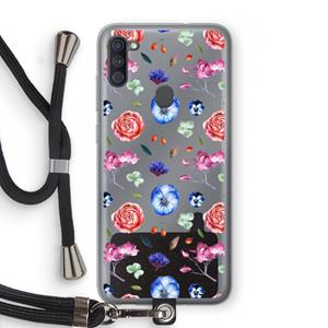 CaseCompany Bloemetjes: Samsung Galaxy A11 Transparant Hoesje met koord