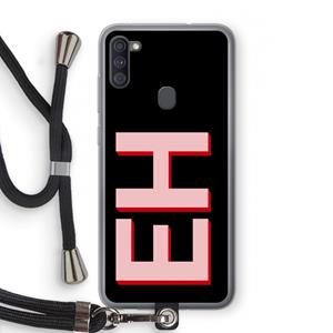 CaseCompany Monogram: Samsung Galaxy A11 Transparant Hoesje met koord