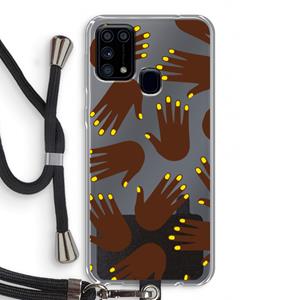 CaseCompany Hands dark: Samsung Galaxy M31 Transparant Hoesje met koord