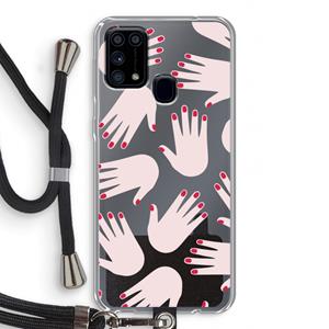 CaseCompany Hands pink: Samsung Galaxy M31 Transparant Hoesje met koord
