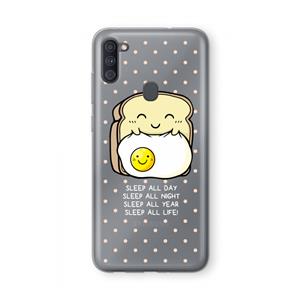 CaseCompany Sleep All Day: Samsung Galaxy A11 Transparant Hoesje