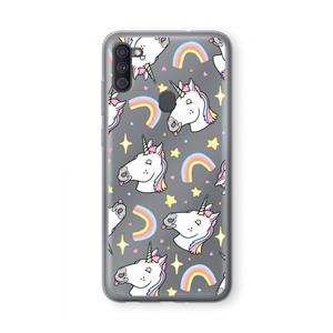 CaseCompany Rainbow Unicorn: Samsung Galaxy A11 Transparant Hoesje