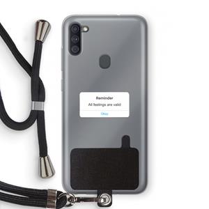 CaseCompany Reminder: Samsung Galaxy A11 Transparant Hoesje met koord