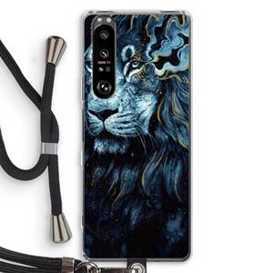 CaseCompany Darkness Lion: Sony Xperia 1 III Transparant Hoesje met koord