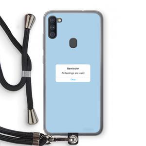 CaseCompany Reminder: Samsung Galaxy A11 Transparant Hoesje met koord