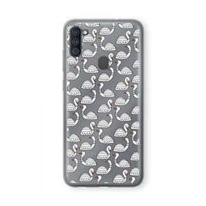 CaseCompany Zwanen: Samsung Galaxy A11 Transparant Hoesje