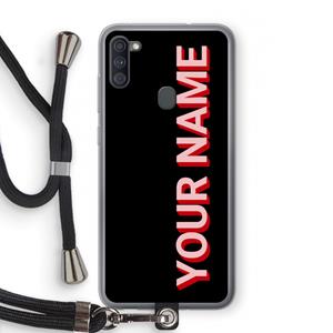 CaseCompany Namecase: Samsung Galaxy A11 Transparant Hoesje met koord