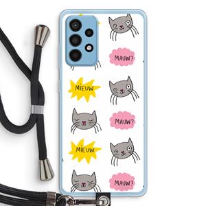 CaseCompany Meow: Samsung Galaxy A52 Transparant Hoesje met koord