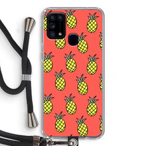CaseCompany Ananas: Samsung Galaxy M31 Transparant Hoesje met koord