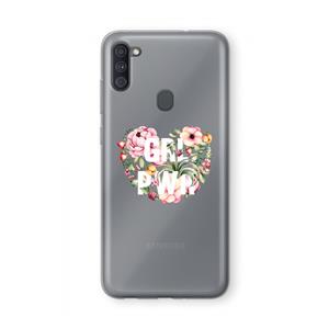 CaseCompany GRL PWR Flower: Samsung Galaxy A11 Transparant Hoesje