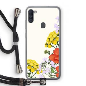 CaseCompany Wilde bloemen: Samsung Galaxy A11 Transparant Hoesje met koord