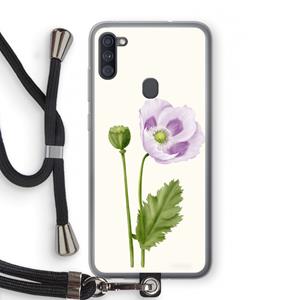 CaseCompany Purple poppy: Samsung Galaxy A11 Transparant Hoesje met koord