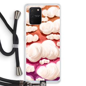 CaseCompany Katoen Wolken: Samsung Galaxy S10 Lite Transparant Hoesje met koord