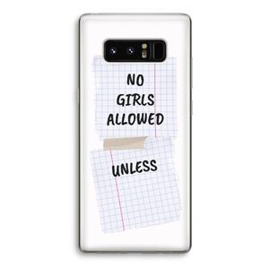 CaseCompany No Girls Allowed Unless: Samsung Galaxy Note 8 Transparant Hoesje