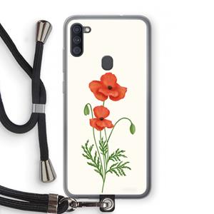 CaseCompany Red poppy: Samsung Galaxy A11 Transparant Hoesje met koord