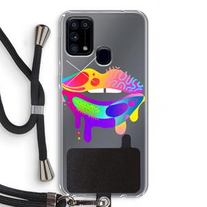 CaseCompany Lip Palette: Samsung Galaxy M31 Transparant Hoesje met koord