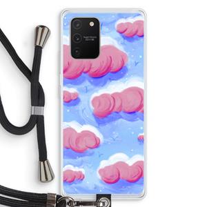 CaseCompany Roze wolken met vogels: Samsung Galaxy S10 Lite Transparant Hoesje met koord