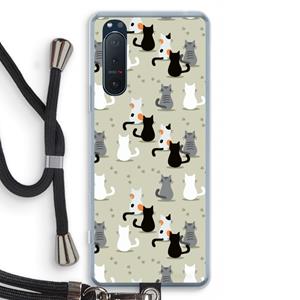 CaseCompany Katten: Sony Xperia 5 II Transparant Hoesje met koord